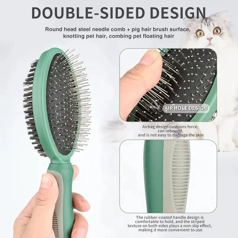 Double Sided Dog Massage Hair Brush Cat Pet Pin Grooming Brush