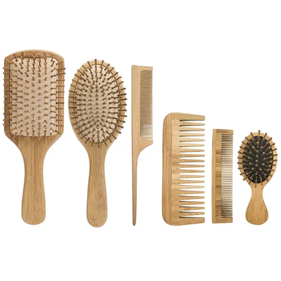 High Quality Air Cushion Metal Pin Paddle Natural Wooden Hair Brush
