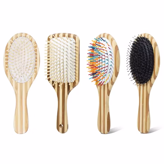 Brosse à cheveux en bois naturel à coussin d'air de haute qualité, palette à broches en métal